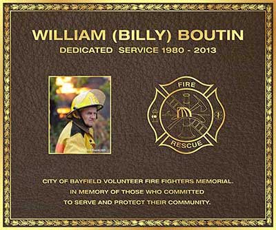 color photo bronze plaque, custom border cast bronze plaque, firefighter color photo plaque, maltese cross bronze plaque