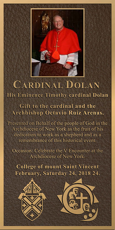 church  plaques, cardinal dolan photo church plaque
