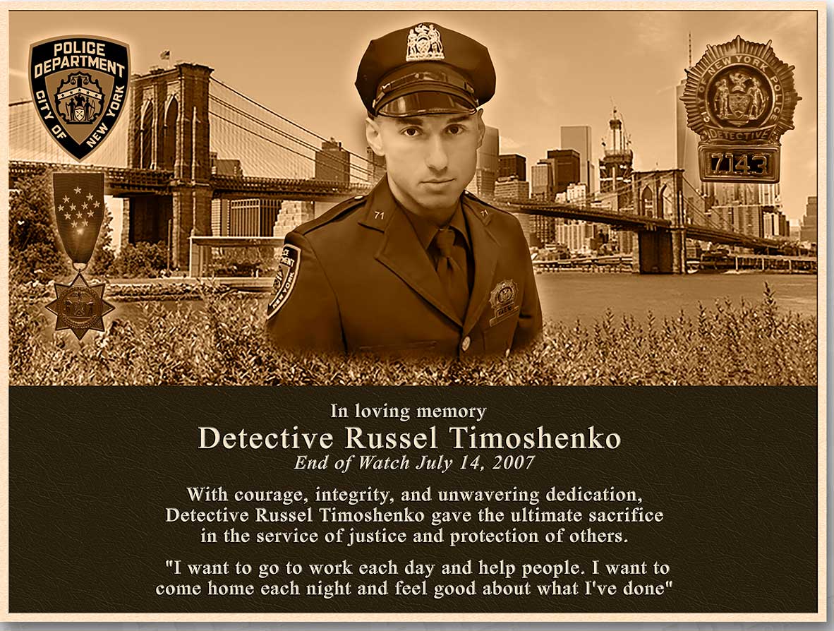 cast bronze image plaque for end of watch bronze memorial