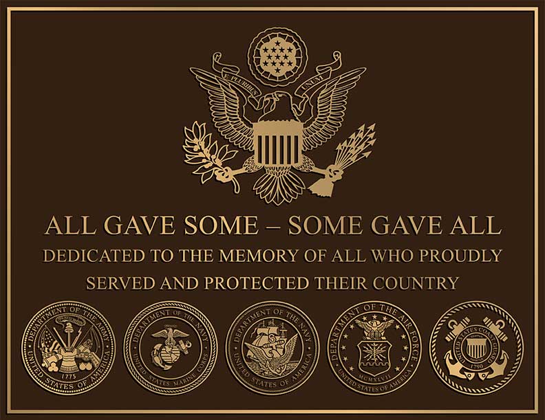 military plaques, military seals, military emblems, bronze memorial, cast Cast Bronze Plaque
